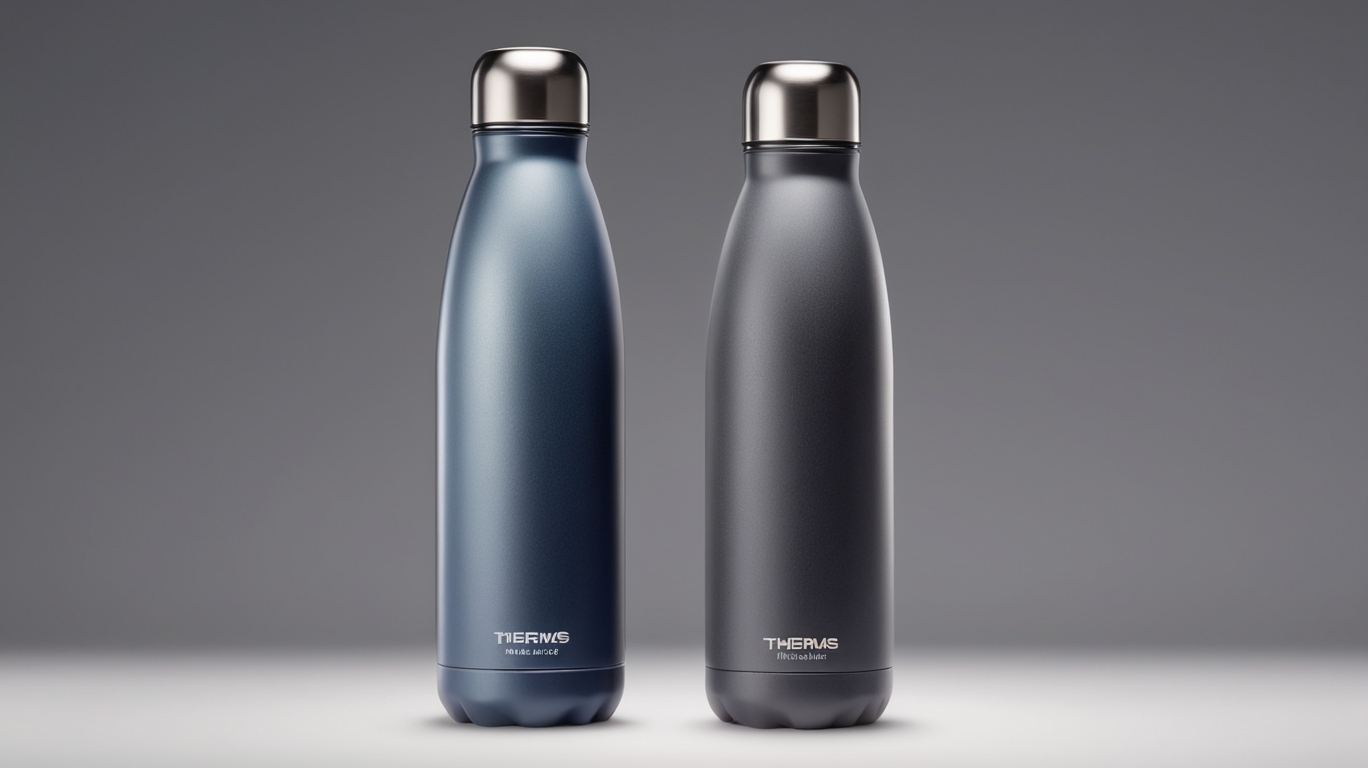 Two modern thermos bottles