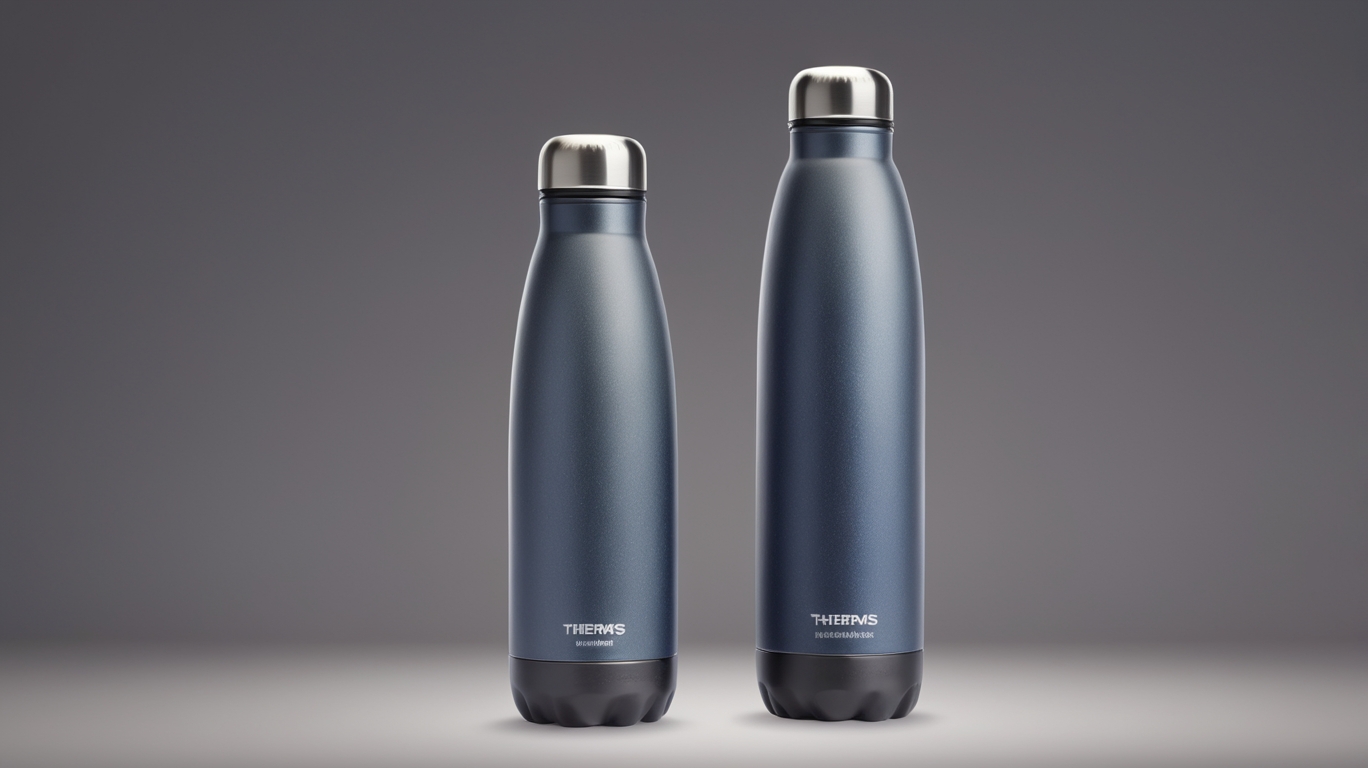 Two thermos bottles, one bigger than the other