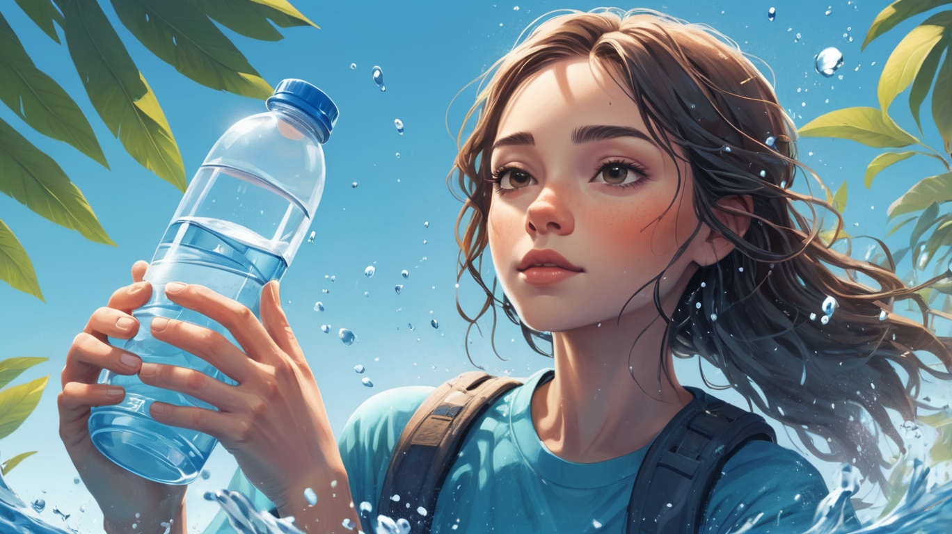 A girl holding a normal bottle